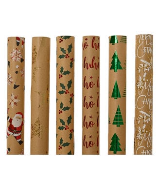 Papier d'emballage kraft coloré (6 ass.)