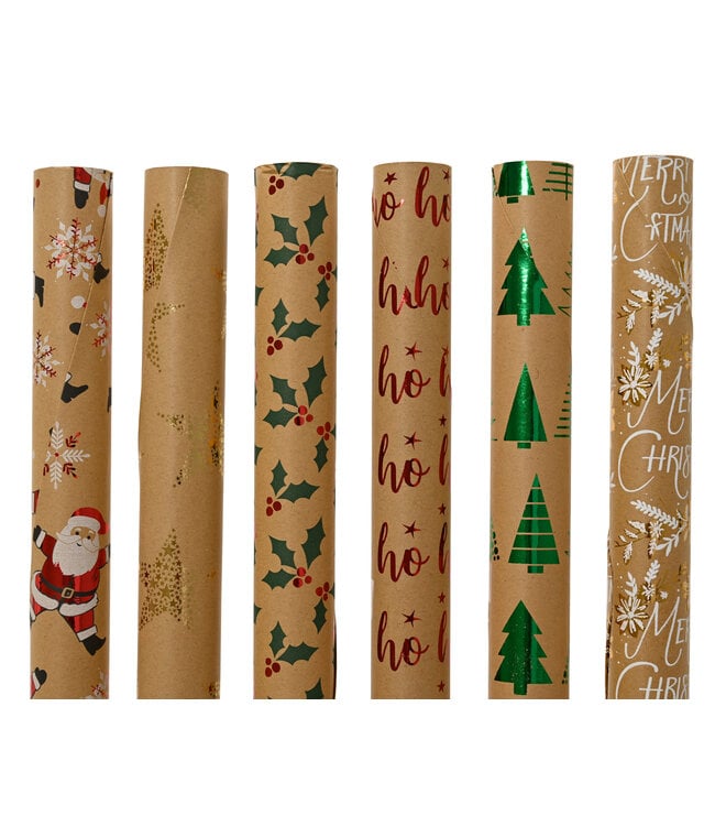 Papier d'emballage kraft coloré (6 ass.)