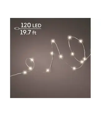 Lumières scintillantes LED 120L fils argent blanc chaud