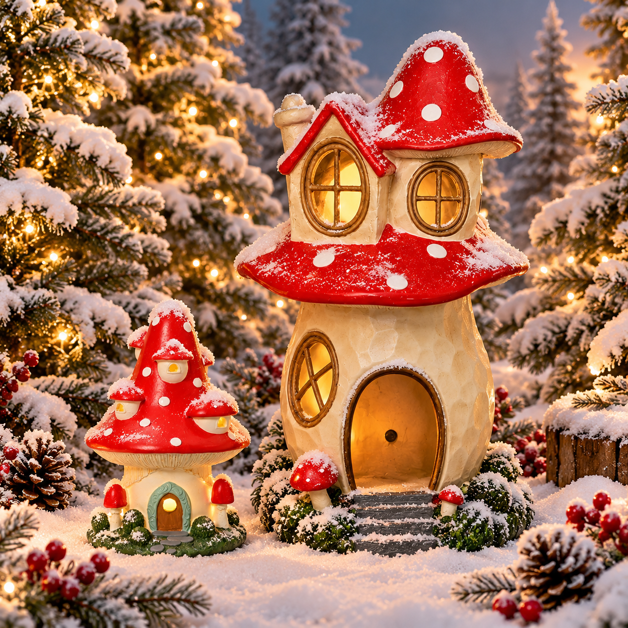 Noël des petits mondes magiques | Décorations de Noël féériques, champignons et univers enchanté | Signé Garneau