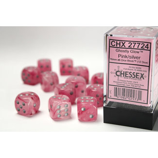 Chessex Dice d6 Sets 16mm Nebula Black w/ White Six Sided Die 12 CHX 27608 