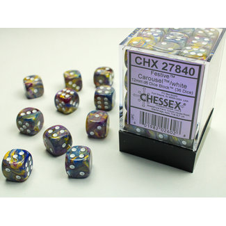 Chessex Signature D6 12mm Dice: Festive Carousel/white