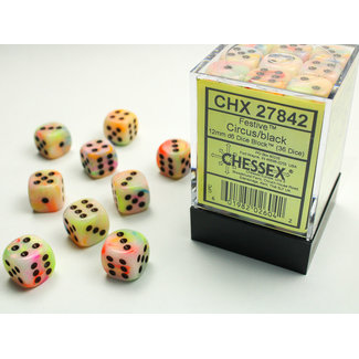 Chessex Signature D6 12mm Dice: Festive Circus/black