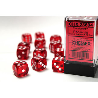 Chessex Translucent D6 16mm Dice: Red/white