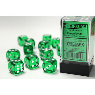 Chessex Translucent D6 16mm Dice: Green/white