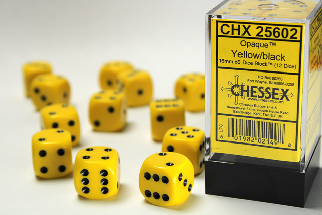 Yellow Opaque D3 Dice (Pack Of 12) - 16mm, Black Numbers, For Gaming & Tabletop Fun - View #11