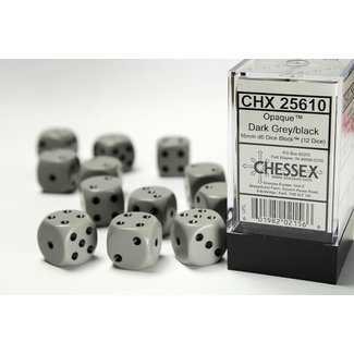 Chessex Opaque D6 16mm Dice: Dark Grey/black