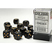 Chessex Opaque D6 16mm Dice: Black/gold