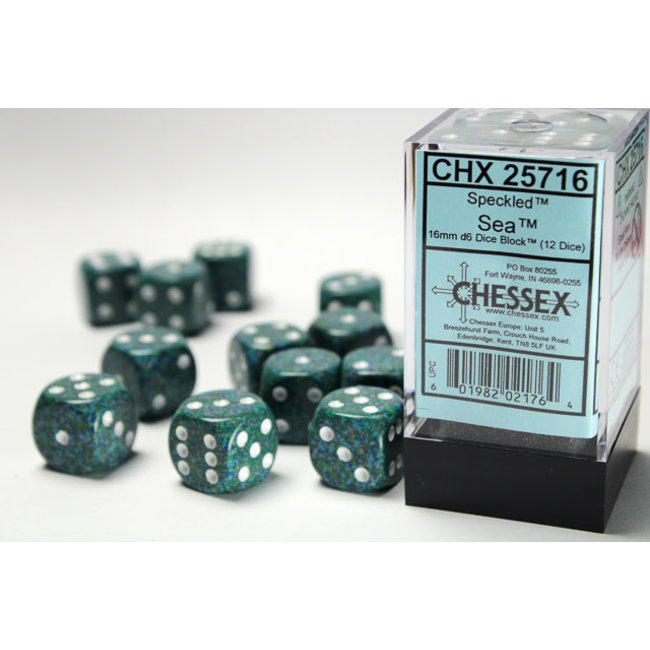 Speckled D6 16mm Dice: Sea