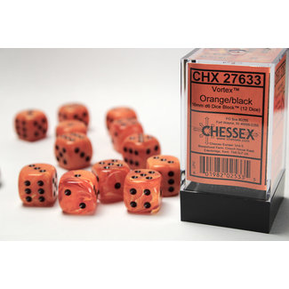 Chessex Signature D6 16mm Dice: Vortex Orange/black