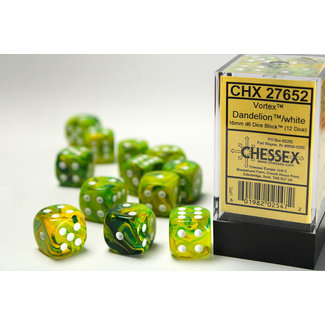 Chessex Signature D6 16mm Dice: Vortex Dandelion/white