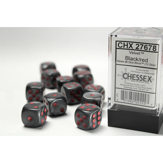 Signature D6 16mm Dice: Velvet Black/red