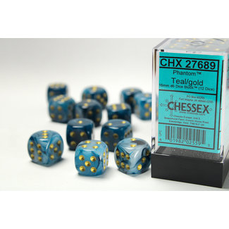Chessex Signature D6 16mm Dice: Phantom Teal/gold