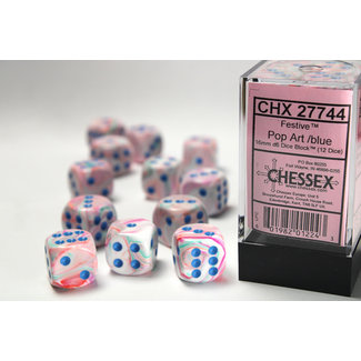 Chessex Signature D6 16mm Dice: Festive Pop-Art/blue