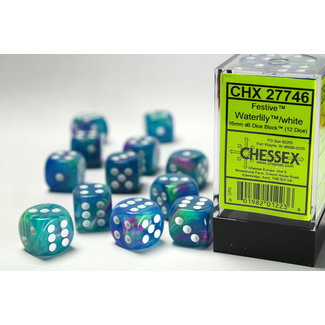 Chessex Signature D6 16mm Dice: Festive Waterlily/white