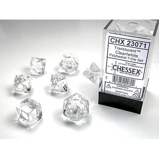 Chessex Translucent Polyhedral 7-Die Set: Clear/white