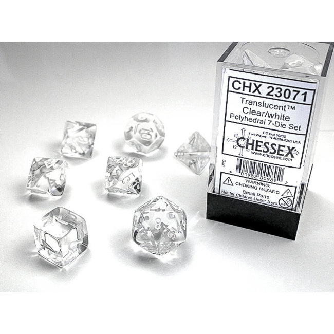 Translucent Polyhedral 7-Die Set: Clear/white