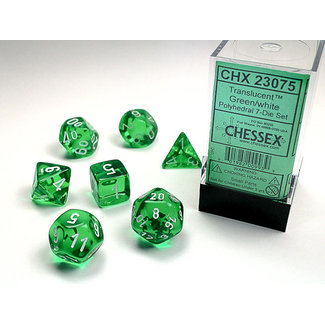 Chessex Translucent Polyhedral 7-Die Set: Green/white