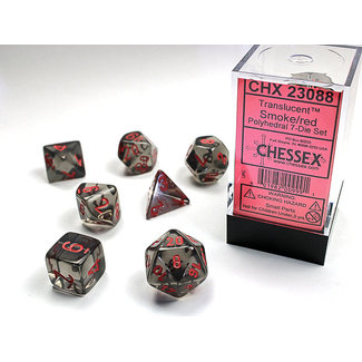Chessex Translucent Polyhedral 7-Die Set: Smoke/red