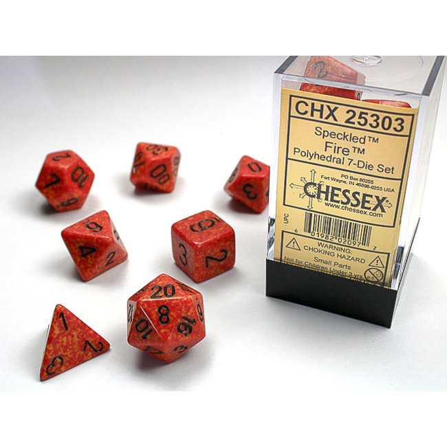 Speckled Polyhedral 7-Die Set: Fire