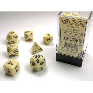 Chessex Opaque Polyhedral 7-Die Set: Ivory/black