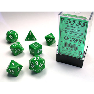 Chessex Opaque Polyhedral 7-Die Set: Green/white