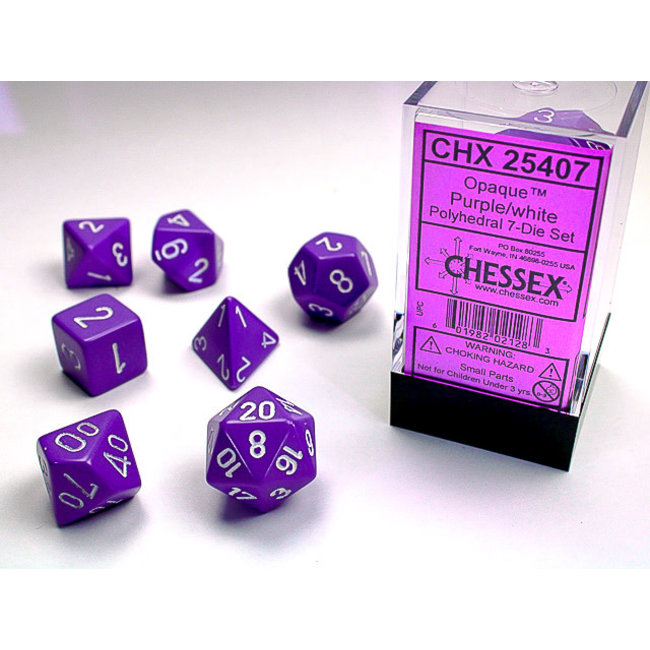 Opaque Polyhedral 7-Die Set: Purple/white