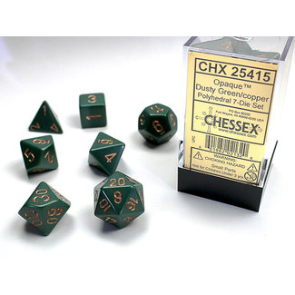 Chessex Opaque Polyhedral 7-Die Set: Dusty Green/copper