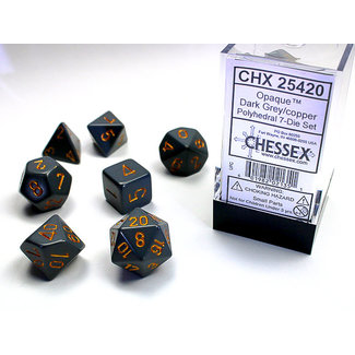 Chessex Opaque Polyhedral 7-Die Set: Darker Grey/copper