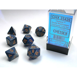 Chessex Opaque Polyhedral 7-Die Set: Dusty Blue w/copper