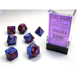 Chessex Gemini® Polyhedral 7-Die Set: Blue-Purple/gold