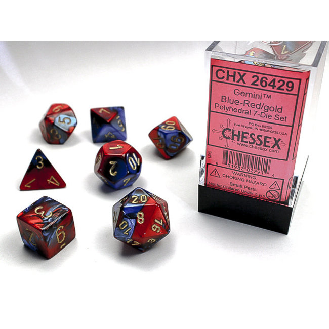 Gemini® Polyhedral 7-Die Set: Blue-Red/gold