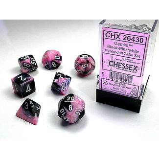 Chessex Gemini® Polyhedral 7-Die Set: Black-Pink/white