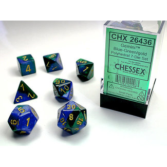 Chessex Gemini® Polyhedral 7-Die Set: Blue-Green/gold