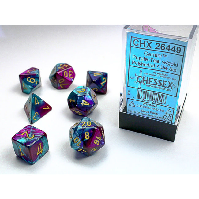 Gemini® Polyhedral 7-Die Set: Purple-Teal/Gold