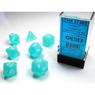 Chessex Signature Polyhedral 7-Die Set: Frosted: Teal/white
