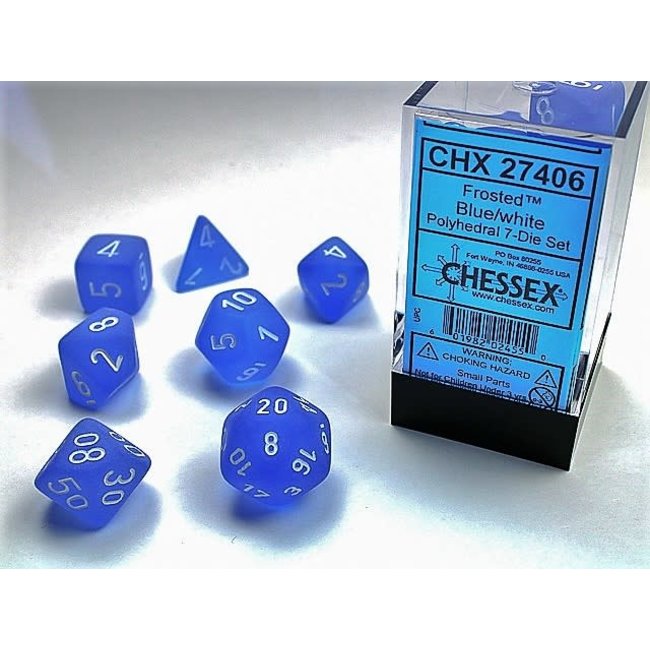 Signature Polyhedral 7-Die Set: Frosted Blue/white