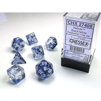 Chessex Signature Polyhedral 7-Die Set: Nebula Black/white