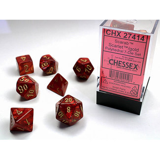 Chessex Signature Polyhedral 7-Die Set: Scarab Scarlet/gold