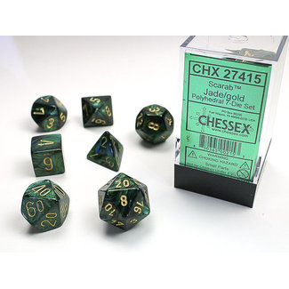 Chessex Signature Polyhedral 7-Die Set: Scarab Jade/gold