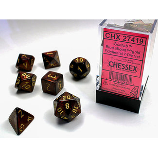 Chessex Signature Polyhedral 7-Die Set: Scarab Blue Blood/gold