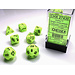 Chessex Signature Polyhedral 7-Die Set: Vortex Bright Green/black