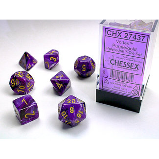 Chessex Signature Polyhedral 7-Die Set: Vortex Purple/gold