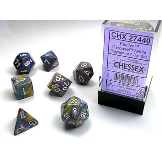 Chessex Signature Polyhedral 7-Die set: Festive Carousel/white