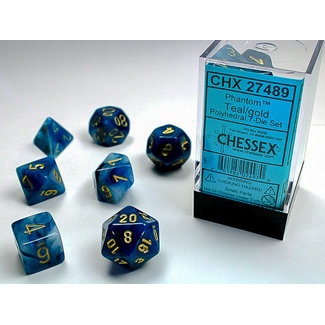 Chessex Signature Polyhedral 7-Die Set: Phantom Teal/gold