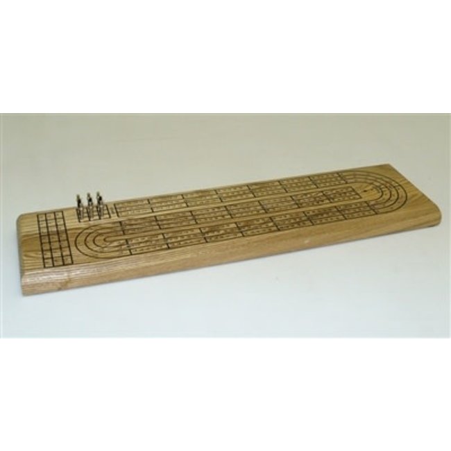3 Track Oak Wood Cribbage Board