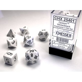 Chessex Opaque Polyhedral 7-Die Set: White/black