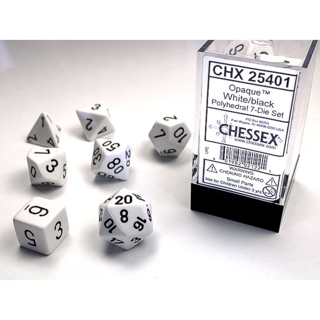Opaque Polyhedral 7-Die Set: White/black
