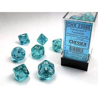 Chessex Translucent Polyhedral 7-Die Set: Teal/white