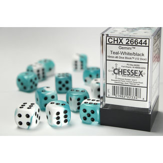 Chessex Gemini® D6 16mm Dice: Teal-White/black